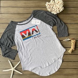 🌴🔆RVCA- BASEBALL STRIPE SET RAGLAN SHIRT🔆🌴